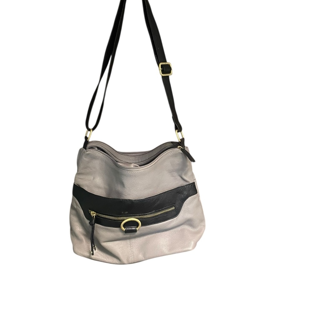 Great American works leather Black and gray Crossbody Bag